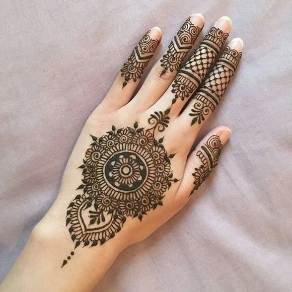Circle Mehndi Designs Front Hand